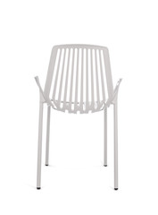 White Metal Chair on White Background, Rear View