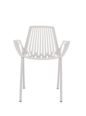 White Metal Chair on White Background, Front View