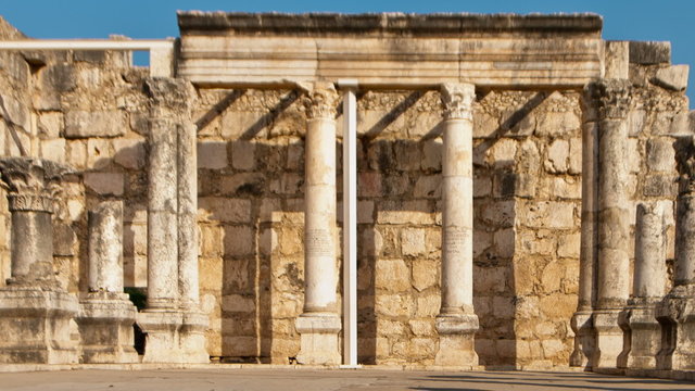 Dolly time-lapse of the old synagogue in Capernuam, Israel. Cropped.