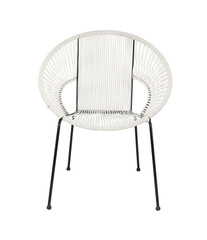 White Rattan Outdoor Chair on White Background, Front View
