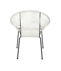 White Rattan Outdoor Chair on White Background, Rear View
