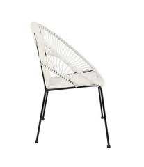 White Rattan Outdoor Chair on White Background, Side View