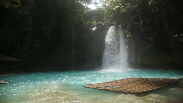 Beautiful tropical waterfall.Kawasan Falls