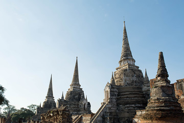 Fototapeta na wymiar Pagoda Archaeological in Temple in Phra Nakhon Si Ayutthaya, Thailand.