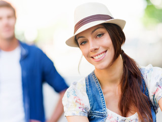 Beautiful woman riding on bike