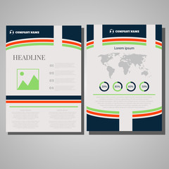 Colour design Layout template, size A4, Front page and back page
