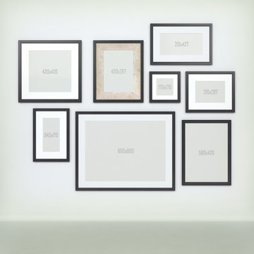 gallery wall and frames with defined sizes