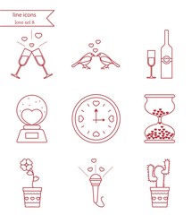 Vector line style icons. Love set 8