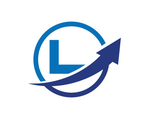 L Letter Circle Arrow Logo