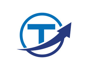 T Letter Circle Arrow Logo