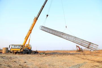 Bridge construction under performing the steel reinforcement of