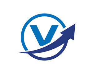 V Letter Circle Arrow Logo