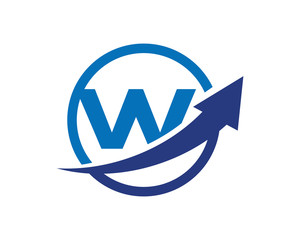 W Letter Circle Arrow Logo