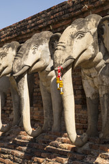 Fototapeta premium Reconstucted Elephant Chedi at Wat Sorasak