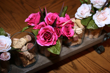 Table Centerpiece Rose and Cork