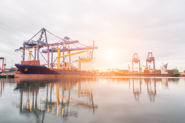 Fototapeta premium Industrial Container Cargo freight ship