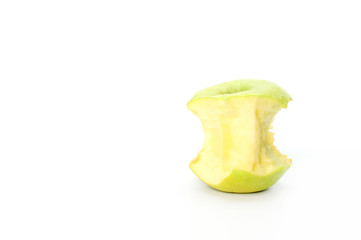 green apple core on a white background