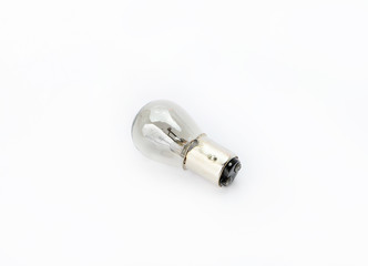 Old burnt lamp smoked inside on white background