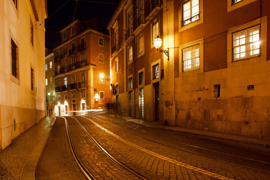 City of Lisbon by Night in Portugal