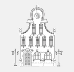 Fototapeta premium Doodle of beautiful very detailed and ornate town house. Element for city background
