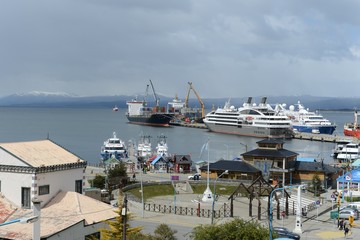 Fototapeta premium Sea port of Ushuaia - the southernmost city in the world.