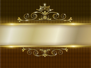 Royal template with ornate background and golden swirls