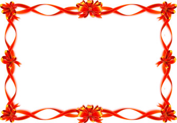 Obraz premium Red ribbon and bow frame floral, vector