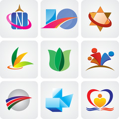 Logo set, set of icons color, vector