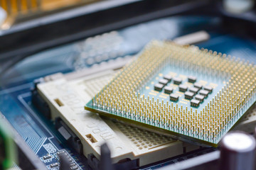 CPU on motherboard background