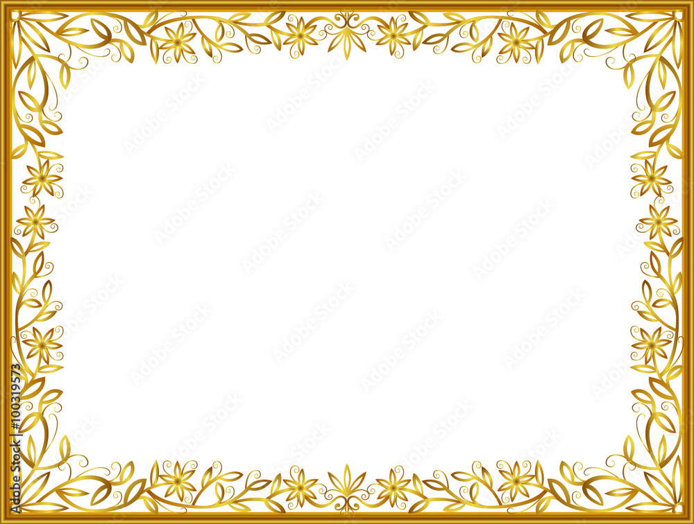 Wall mural gold photo frame floral vector for picture