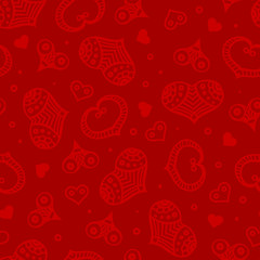 Red colored indian hand drawn Valentines day hearts