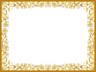 gold photo frame floral vector for picture