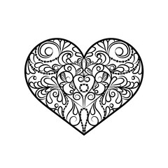 decorative monochrome abstract heart. Valentine's day greeting card