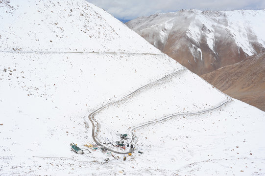 Zigzag road to Chanla Pass and Pangong Lake, Ladakh, India