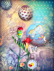Fairytales background with fleld of colored flowers © Rosario Rizzo