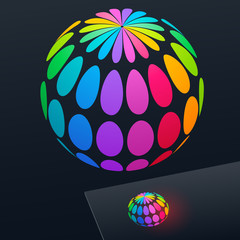 Abstract colorful sign on dark Background Logotype for Media, Fashion, Cosmetics