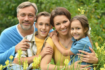 happy family at   field