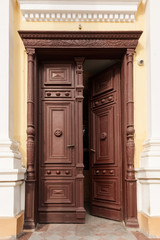 Opened wooden doors