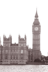 Fototapeta na wymiar Big Ben, Houses of Parliament, London in Black and White Sepia Tone