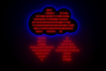 download from clouds in the form of neon and binary code