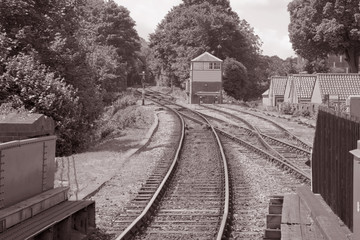 Railroad Track in Black and White Sepia Tone