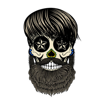 bearded skull. Vector illustration.