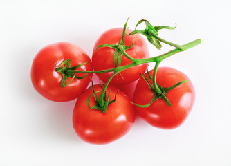 Bunch of fresh tomatoes. Delicious ripe tomatoes. Top view.