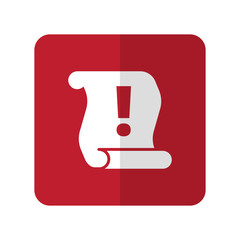 White Important Information flat icon on red rounded square on w