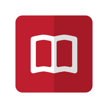 White Book flat icon on red rounded square on white
