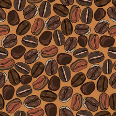 coffee beans seamless background, vector