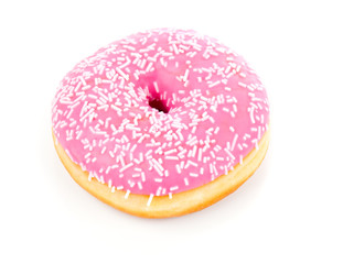 Pink Donut Isolated On White Background