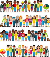 All age group of african american, european people. Generations man and woman. 
