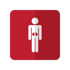 White Kidneys flat icon on red rounded square on white