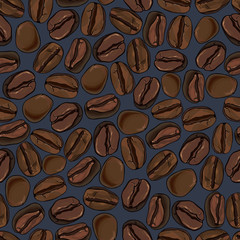 coffee beans seamless background, vector